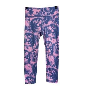 Athleta Girl High Rise Stash Your Treasures Capri Leggings Pink Blue - XL 14